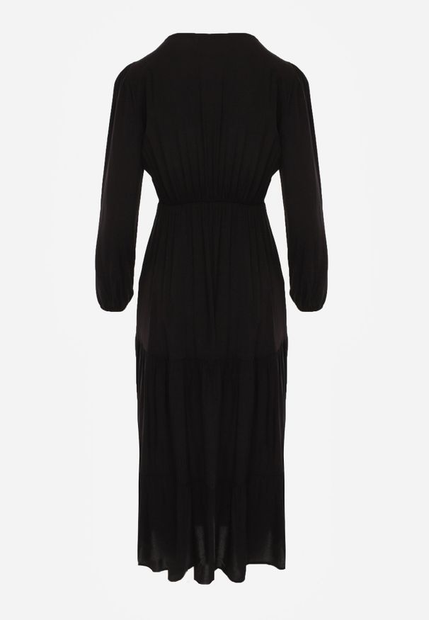 Born2be - Czarna Rozkloszowana Sukienka z Koronką Brightyn. Kolor: czarny. Materiał: koronka. Wzór: koronka. Długość: maxi