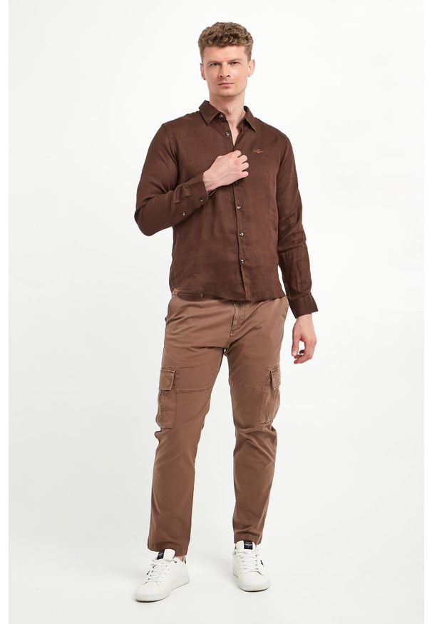 Aeronautica Militare - Koszula męska lniana AERONAUTICA MILITARE. Materiał: len