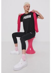 Puma Legginsy 586861 damskie kolor czarny z nadrukiem. Kolor: czarny. Materiał: materiał, dzianina. Wzór: nadruk #2