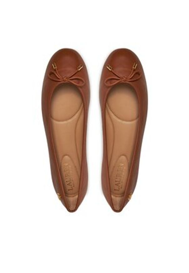Lauren Ralph Lauren Baleriny 802940603002 Brązowy. Kolor: brązowy. Materiał: skóra