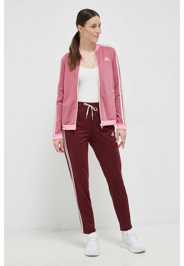 Adidas - adidas dres damski kolor różowy. Kolor: różowy. Materiał: dresówka