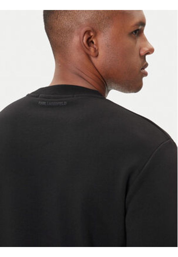 Karl Lagerfeld - KARL LAGERFELD Bluza 705061 554942 Czarny Regular Fit. Typ kołnierza: dekolt w karo. Kolor: czarny. Materiał: bawełna