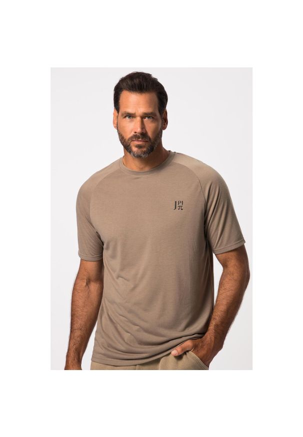 JAY-PI - Męski T-shirt fitness rękaw 1/2 nadruk z tyłu QuickDry. Kolekcja: plus size. Kolor: brązowy, wielokolorowy, beżowy. Materiał: poliester, materiał. Wzór: nadruk. Sport: fitness