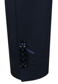 Granatowy Garnitur na Studniówkę lub Wesele - Taliowany - Casino. Kolor: niebieski. Materiał: poliester, wiskoza #4