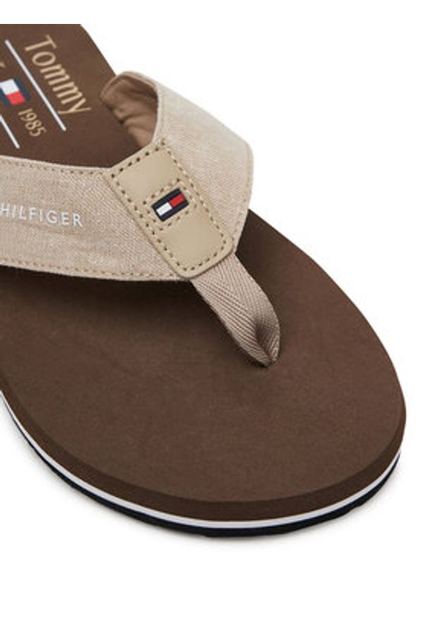 TOMMY HILFIGER - Tommy Hilfiger Japonki Chambray Beach Sandal FM0FM05570 Beżowy. Kolor: beżowy. Materiał: materiał