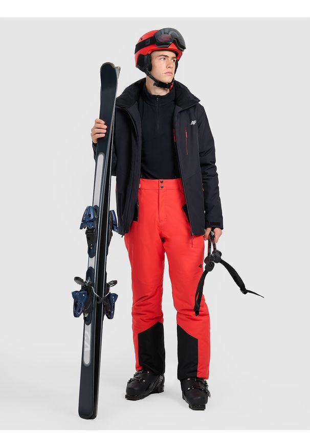 4f - 4F Spodnie narciarskie z szelkami membrana 10000 męskie - czerwone S. Kolor: czerwony. Materiał: poliester. Sezon: zima. Sport: narciarstwo