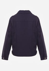 Renee - Granatowa Jeansowa Kurtka z Bawełny Perilopei. Okazja: na co dzień. Kolekcja: plus size. Kolor: niebieski. Materiał: jeans, bawełna. Styl: casual #7