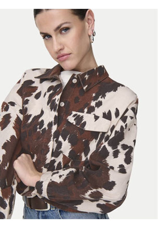 only - ONLY Koszula Canny 15358626 Brązowy Regular Fit. Kolor: brązowy. Materiał: bawełna