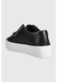 Calvin Klein sneakersy FLATFORM CUPSOLE LACE UP-EPI MN kolor czarny HW0HW01670. Zapięcie: sznurówki. Kolor: czarny. Materiał: skóra, guma. Obcas: na platformie #5