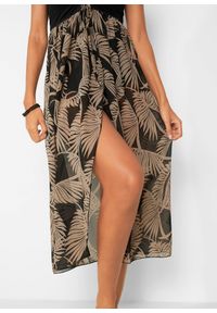 bonprix - Sukienka plażowa z szyfonu, z dekoltem bandeau. Okazja: na plażę. Kolor: czarny. Materiał: szyfon. Styl: elegancki #2