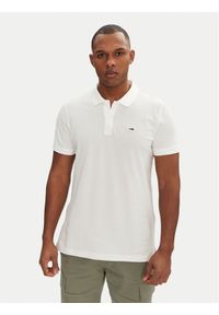 Tommy Jeans Polo DM0DM20676 Biały Slim Fit. Typ kołnierza: polo. Kolor: biały. Materiał: bawełna