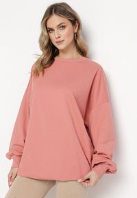 Born2be - Różowa Bawełniana Bluza Oversize Fanelu. Kolor: różowy. Materiał: bawełna #3