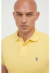 Polo Ralph Lauren polo bawełniane kolor żółty gładki. Typ kołnierza: polo. Kolor: żółty. Materiał: bawełna. Długość: krótkie. Wzór: gładki #5