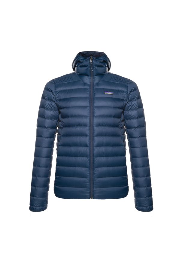 Kurtka puchowa męska Patagonia Down Sweater Hoody. Kolor: niebieski. Materiał: puch. Sport: turystyka piesza