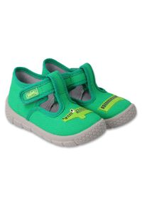 Befado obuwie dziecięce 631P022 zielone. Kolor: zielony. Materiał: bawełna, tkanina