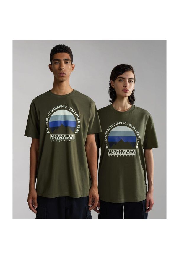 Koszulka Napapijri Telemark. Kolor: zielony. Materiał: bawełna