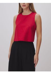 Reserved - Top z wiskozą - czerwony. Kolor: czerwony. Materiał: wiskoza #1