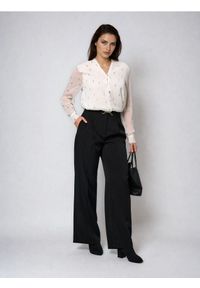 Sinsay - Eleganckie spodnie wide leg - czarny. Kolor: czarny. Styl: elegancki #1