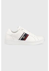 TOMMY HILFIGER - Tommy Hilfiger sneakersy skórzane CORP WEBBING SNEAKER kolor biały FW0FW07379. Nosek buta: okrągły. Zapięcie: sznurówki. Kolor: biały. Materiał: skóra #1