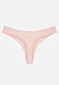 Renee - Różowe Gładkie Majtki Stringi z Bawełną Chrysile. Kolor: różowy. Materiał: bawełna. Wzór: gładki #2