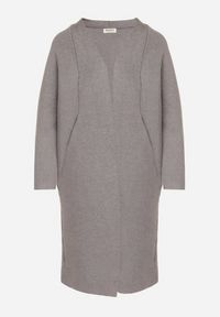 Born2be - Szary Klasyczny Niezapinany Kardigan Elitusa. Okazja: na co dzień. Kolor: szary. Materiał: jeans. Styl: klasyczny #4