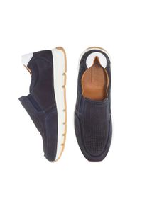 Ochnik - Granatowe skórzane sneakersy męskie. Kolor: niebieski. Materiał: nubuk, skóra #3