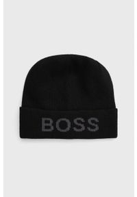 BOSS - Boss Czapka kolor czarny z domieszką wełny. Kolor: czarny. Materiał: wełna