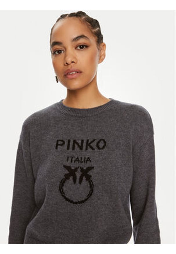Pinko Sweter Burgos 100414 Y7Z4 Szary Regular Fit. Kolor: szary. Materiał: wełna