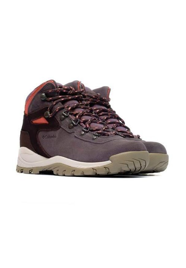 columbia - Buty trekkingowe damskie Columbia Newton Ridge Plus Wp. Wysokość cholewki: za kostkę. Zapięcie: sznurówki. Kolor: fioletowy. Materiał: skóra. Szerokość cholewki: normalna. Styl: sportowy