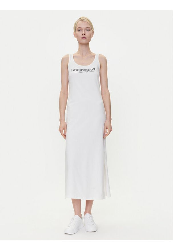 Emporio Armani Underwear Sukienka codzienna EW000494 AF10881 U1131 Biały Regular Fit. Okazja: na co dzień. Kolor: biały. Materiał: bawełna. Typ sukienki: proste. Styl: casual