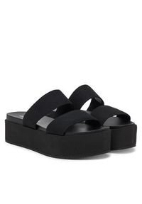 Calvin Klein Jeans Klapki Flatform Sandal Webbing In YW0YW01789 Czarny. Kolor: czarny. Materiał: materiał