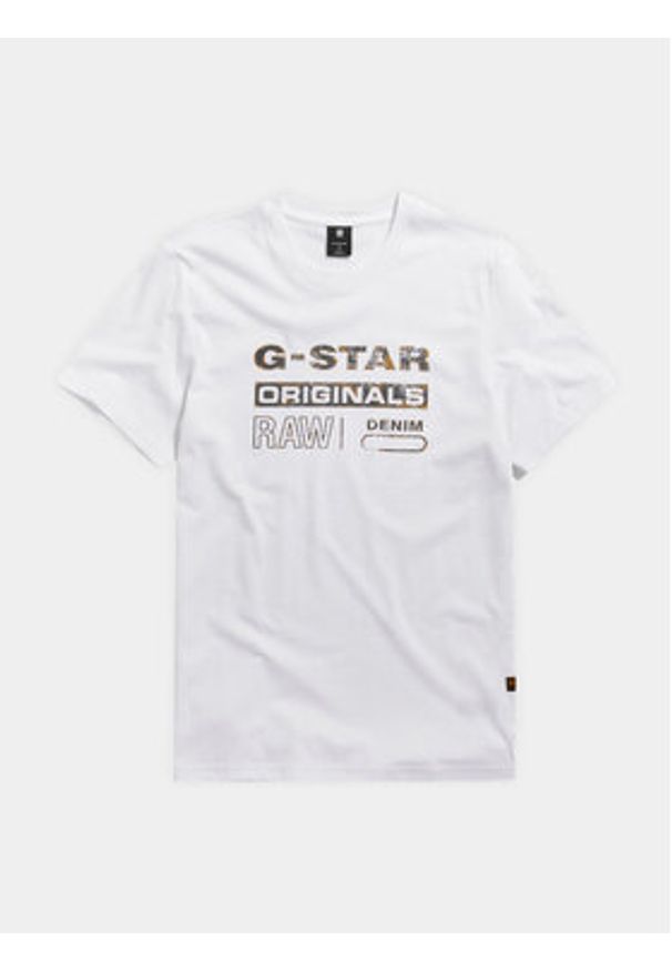 G-Star RAW - G-Star Raw T-Shirt Distressed D24420-336 Biały Slim Fit. Kolor: biały. Materiał: bawełna