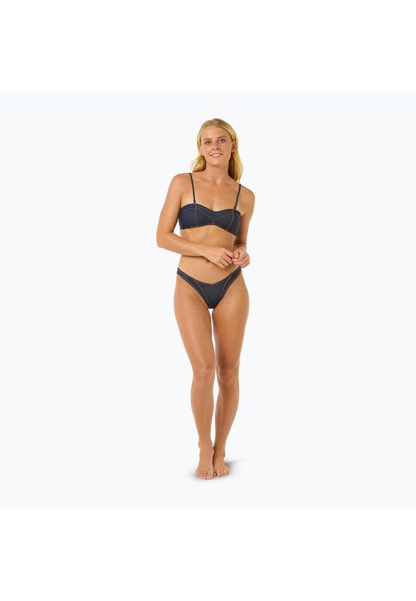 Góra od stroju kąpielowego Rip Curl Dalias Denim Bandeau. Kolor: niebieski. Materiał: denim