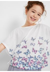 bonprix - Shirt plażowy dziewczęcy. Okazja: na plażę. Kolor: biały. Materiał: materiał. Wzór: nadruk. Styl: elegancki #3