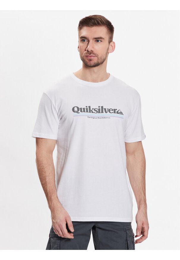 Quiksilver T-Shirt Between The Lines EQYZT07216 Biały Regular Fit. Kolor: biały. Materiał: bawełna