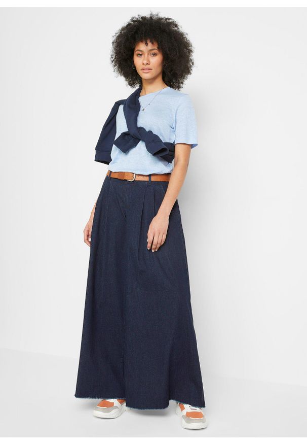 bonprix - Spódnico-spodnie dżinsowe, wide leg. Kolor: niebieski