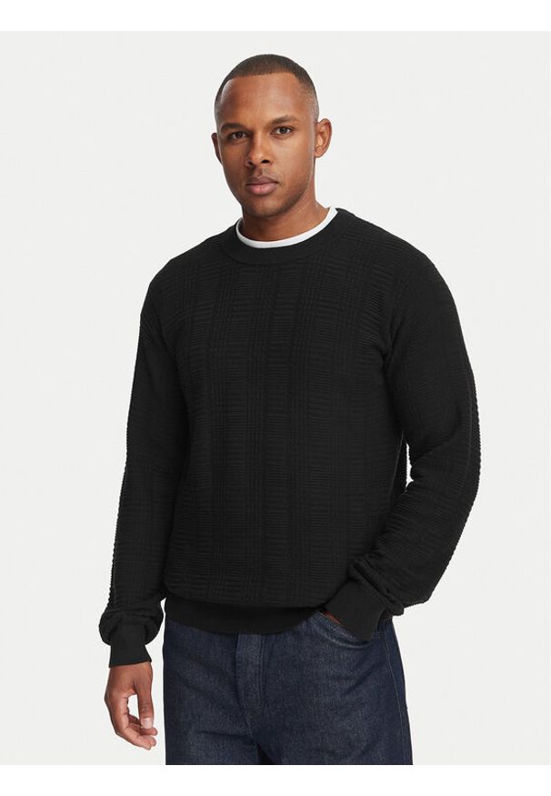 Hugo - HUGO Sweter Simoh 50566762 Czarny Regular Fit. Kolor: czarny. Materiał: bawełna