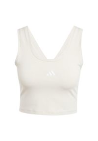 Adidas - Koszulka Essentials Small Logo Cotton Lifestyle Tank. Kolor: wielokolorowy, biały, beżowy. Długość rękawa: bez rękawów