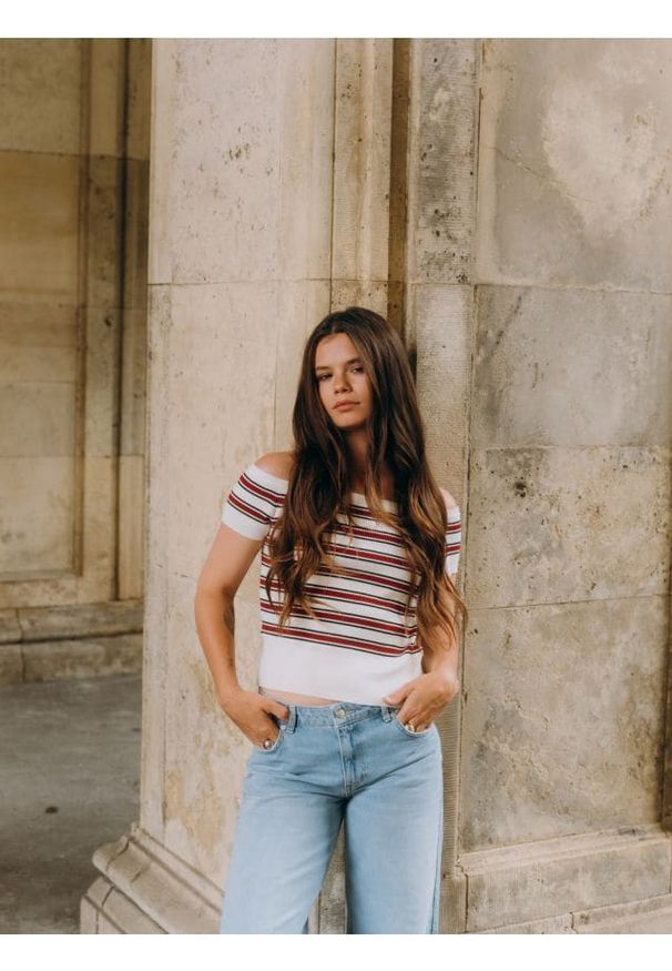 Reserved - Dzianinowa bluzka - wielobarwny. Materiał: dzianina