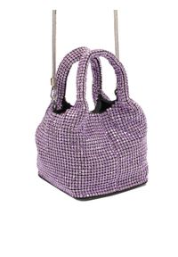 Kazar - Fioletowa torebka pokryta cyrkoniami. Kolor: fioletowy. Wzór: ze splotem. Rozmiar: małe. Styl: wizytowy, glamour. Rodzaj torebki: na ramię #3