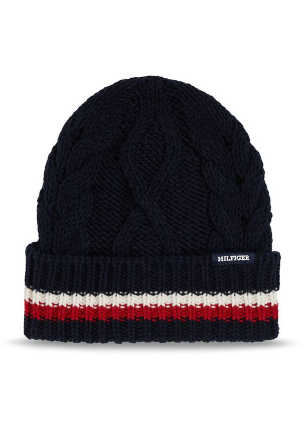 TOMMY HILFIGER - Tommy Hilfiger Czapka Monotype Chunky Knit Beanie AM0AM11506 Granatowy. Kolor: niebieski. Materiał: syntetyk