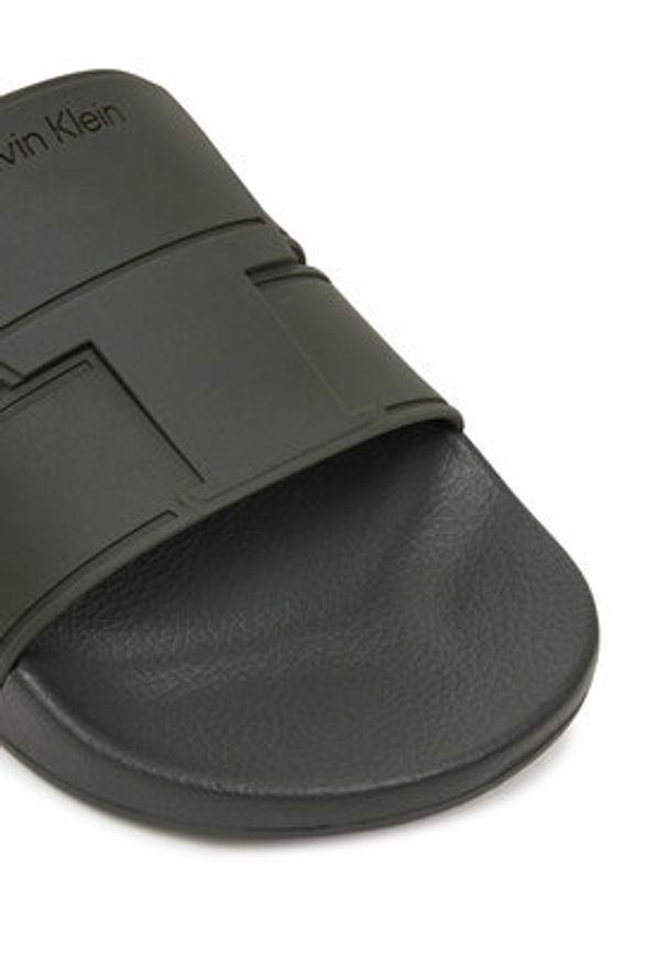 Calvin Klein Klapki Pool Slide Double T HM0HM01752 Khaki. Kolor: brązowy
