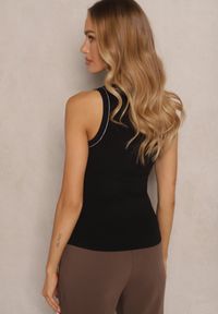 Renee - Czarno-Beżowy Dzianinowy Top z Wiskozą i Modalem Sanaliena. Kolor: czarny. Materiał: dzianina, wiskoza #5
