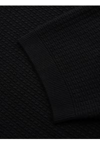 Ombre Clothing - Dzianinowa koszulka męska polo bez zapięcia – czarna V3 - Rozmiar: S. Okazja: na co dzień. Typ kołnierza: polo. Kolor: czarny. Materiał: dzianina. Wzór: gładki, ze splotem. Styl: klasyczny, casual #3