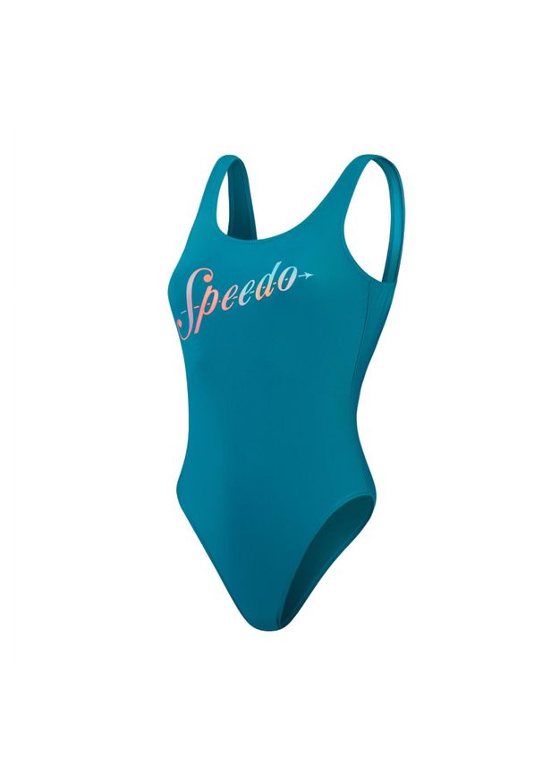 Strój pływacki jednoczęściowy damski Speedo Logo Deep U-Back. Kolor: niebieski