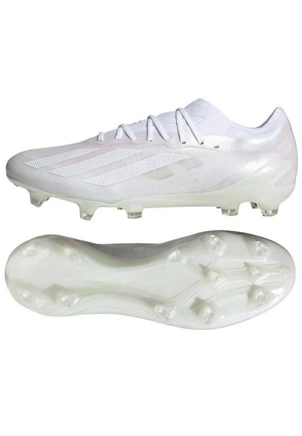 Adidas - Buty adidas X CRAZYFAST.1 Fg GY7418 białe. Kolor: biały. Materiał: materiał, syntetyk. Szerokość cholewki: normalna