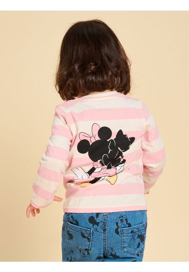 Sinsay - Koszulka z długimi rękawami Minnie Mouse - kremowy. Kolor: kremowy. Długość rękawa: długi rękaw. Długość: długie. Wzór: motyw z bajki