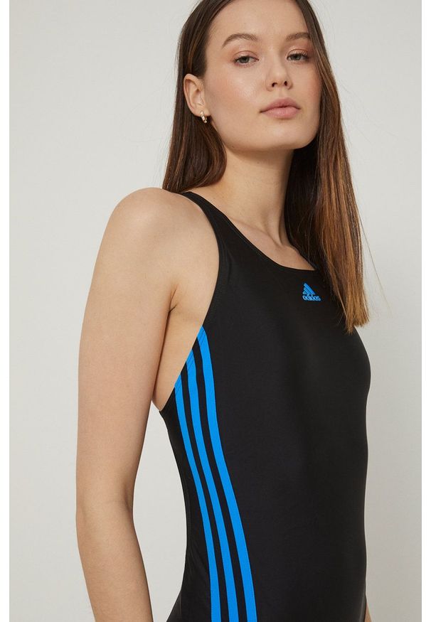 adidas Performance strój kąpielowy Classic 3-Stripes kolor czarny miękka miseczka. Kolor: czarny. Materiał: dzianina, materiał. Wzór: ze splotem