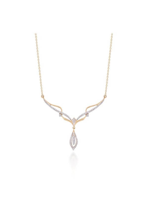 W.KRUK Zjawiskowy Naszyjnik - złoto 585, Diament 0,17ct - ZFX/NB+05BK. Materiał: złote. Kolor: złoty. Wzór: aplikacja. Kamień szlachetny: diament