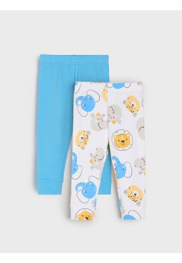 Sinsay - Bawełniane legginsy 2 pack - kremowy. Kolor: kremowy. Materiał: bawełna